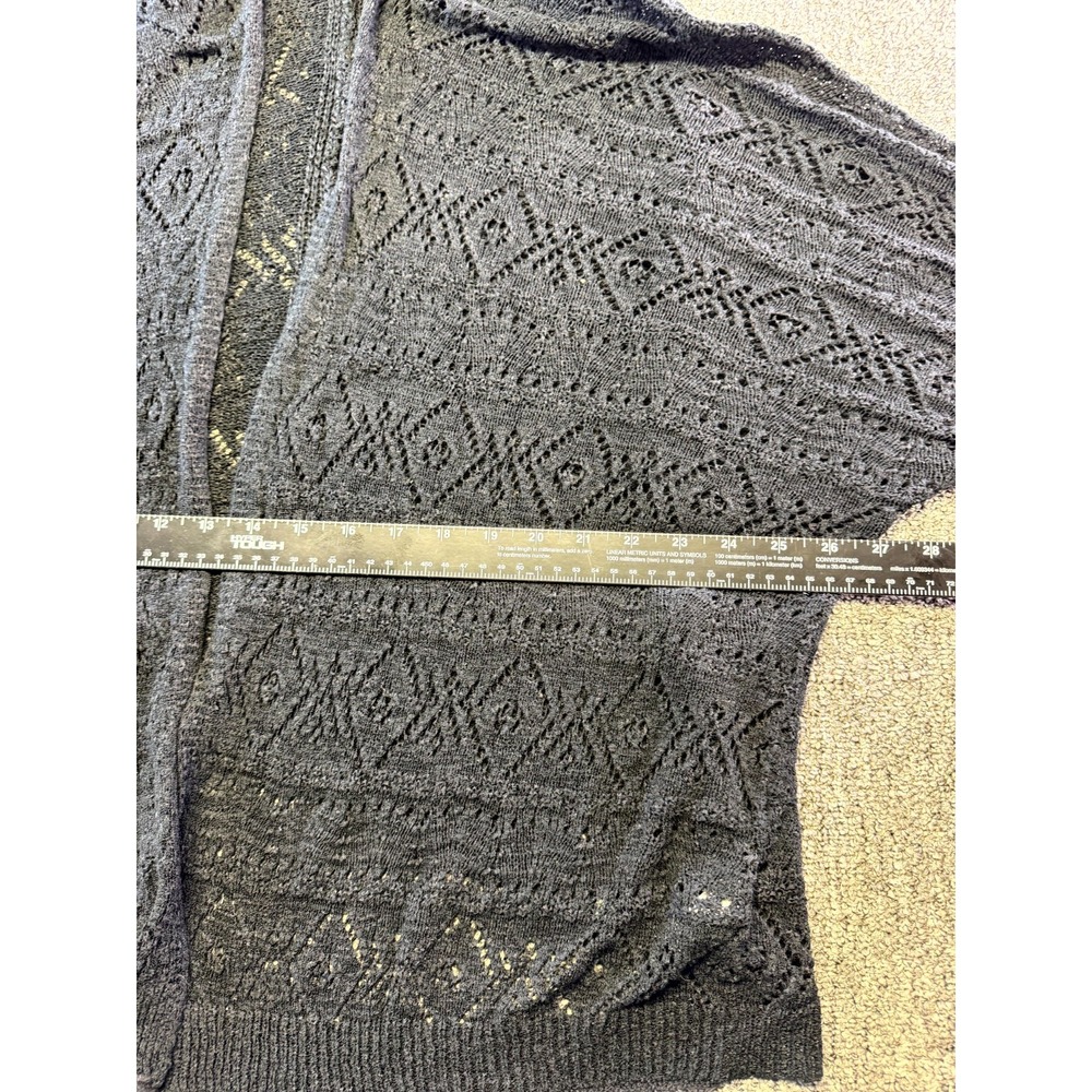 Becool Crochet Knit Cardigan Sweater Womens M/L Black Open Front Relaxed Fit - Picture 10 of 16